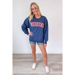 NEW PANACHE APPAREL weekend sweatshirt in dark blue and pink
